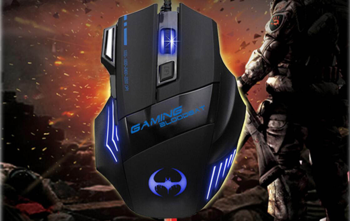 Secluded bat USB wired optical gaming mouse with breathing light the fire button 3200/5500DPI Rainbow for cafe LOL CF